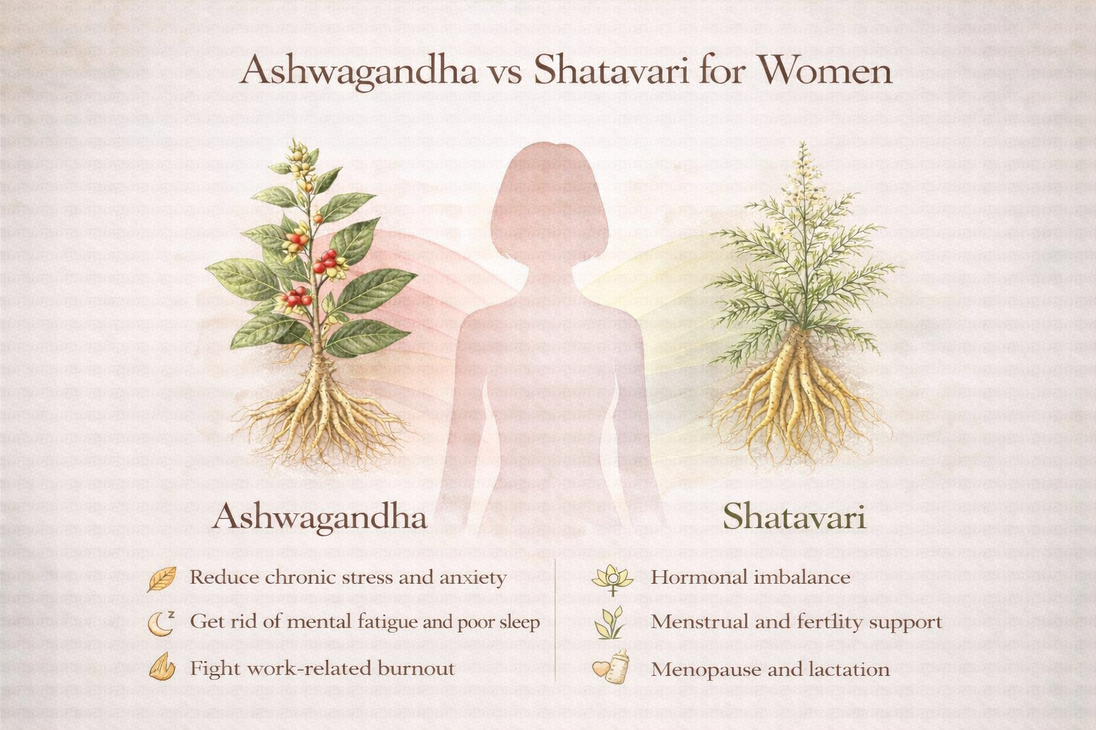 Ashwagandha vs Shatavari for Women