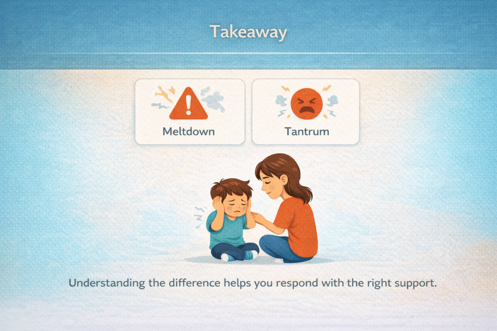 Autism Meltdown vs Tantrum - Takeaway