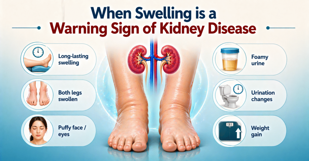 Swelling In Legs Due To Kidney Problem: Early Signs, Causes & How To Protect Your Kidney Health Before It Gets Serious 10 When Swelling is a Warning Sign of Kidney Disease
