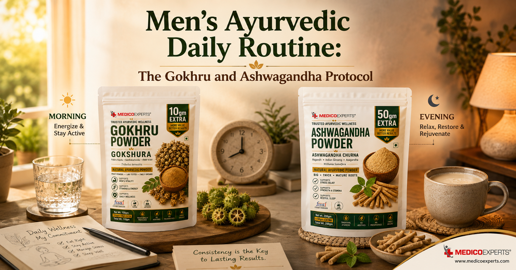Men's Ayurvedic Daily Routine: The Gokhru and Ashwagandha Protocol 7 Men’s Ayurvedic Daily Routine - The Gokhru and Ashwagandha Protocol